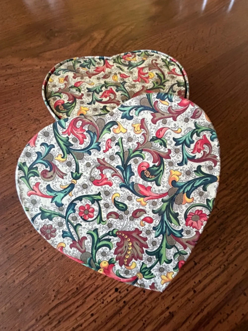 Set of 3 Heart Nesting Italian Florentine Papier Mache Jewelry Storage Boxes